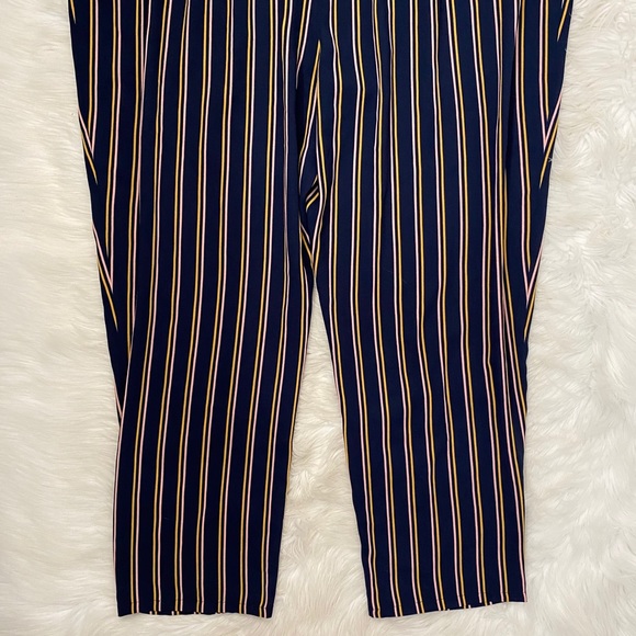 Halogen Navy Blue Yellow Striped Short Sleeve Slim Leg Jumpsuit Nordstrom - Picture 6 of 9